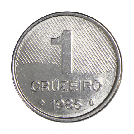 Moeda V-348 1 Cruzeiro 1985 SOB/FC Cana de Açúcar Aço Inoxidável Ø20mm 2,8gr.