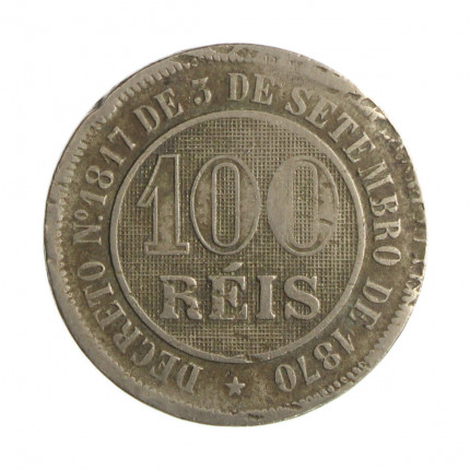 Moeda V-031a 100 Réis 1889 BC Cupro Níquel Ø27mm 10gr.