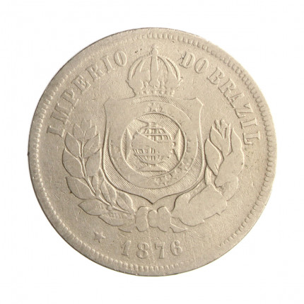 Moeda V-019 200 Réis 1876 BC/MBC Data Difícil Cupro Níquel Ø32mm 15gr.