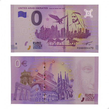 Zero Euro 2019 Year of Zayed Emirados Árabes Ásia