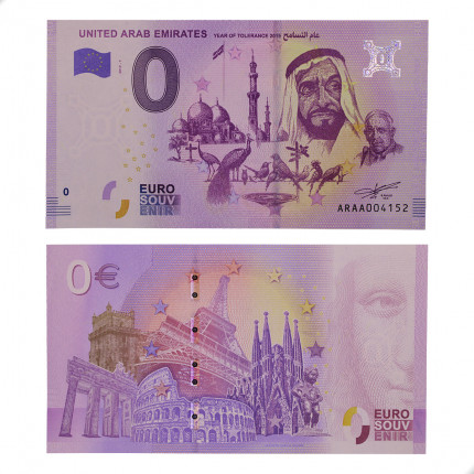 Zero Euro 2019 Year of Tolerance Emirados Árabes Ásia