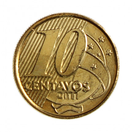 Moeda V-504 10 Centavos 2011 SOB/FC  Aço Revestido de Bronze Ø20mm 4,8gr.