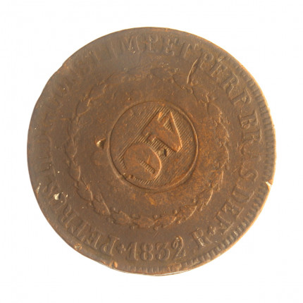 Moeda C-755 80 Réis 1832 R MBC C/ Carimbo Geral de 40 Cobre Ø40mm 28,68gr.