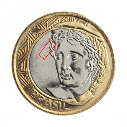 Moeda V-593 1 Real 2022 FC Data Vazada Bimetálico Ø27mm 7gr.