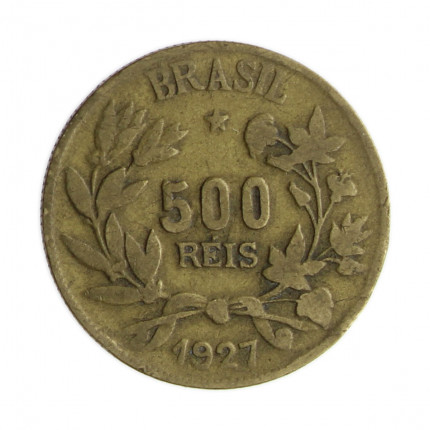 Moeda-V-125-500-Réis-1927-MBC-Bronze-Alumínio-225mm-4gr