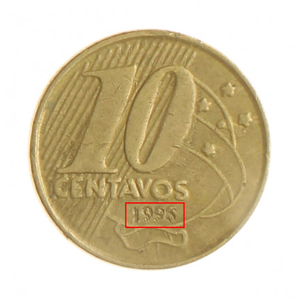 Moeda V-491 10 Centavos 1998 MBC+ Cunho Borrado "Data" Aço R Bronze Ø20mm 4,8gr.