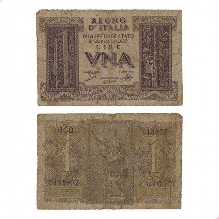 P#26 1 Lira 1939 UTG Itália Europa