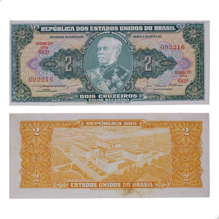 Cédula C-063 2 Cruzeiros 1956 C/ Manchas MBC+