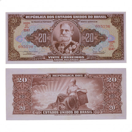 Cédula C-084 20 Cruzeiros 1955 C/ Leve Mancha FE