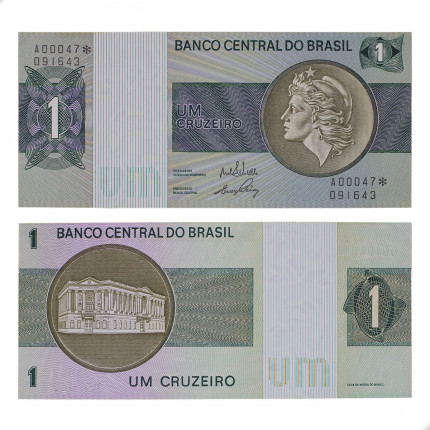 Cédula C-129a 1 Cruzeiro 1970 Série 00047 *A SOB/FE