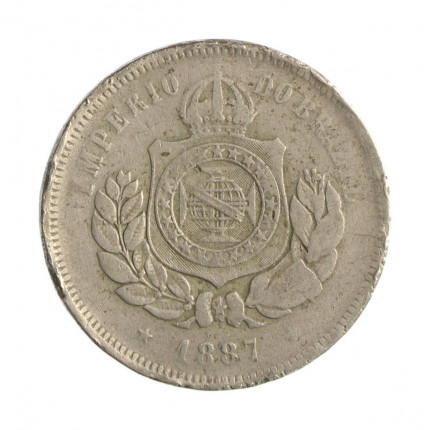 Moeda V-033 200 Réis 1887 BC Cupro Níquel Ø32mm 15gr.