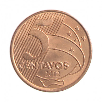 Moeda V-478 5 Centavos 2012 SOB Aço R Cobre Ø22mm 4,1gr.*