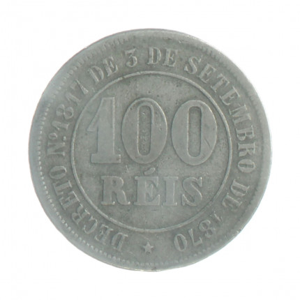 Moeda V-008 100 Réis 1878 MBC  Cupro Níquel Ø27mm 10gr.