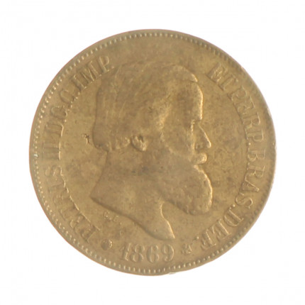 Moeda B-788 20 Réis 1869 BC/MBC Com Ponto no S Bronze Ø25mm 7gr.