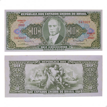 Cédula C-082 10 Cruzeiros 1962 C/ Mancha FE