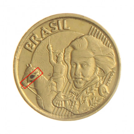 Moeda V-494 10 Centavos 2001 MBC Cunho Trincado Aço R Bronze Ø20mm 4,8gr.