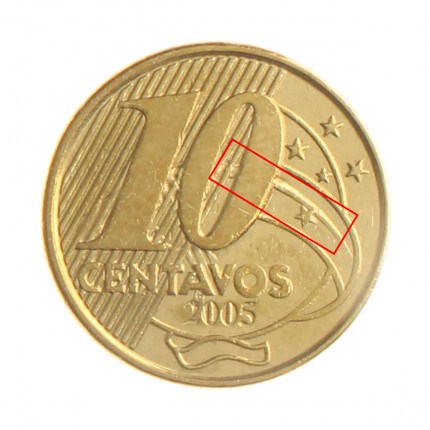 Moeda V-498 10 Centavos 2005 MBC Globo Triplo Aço R Bronze Ø20mm 4,8gr.*