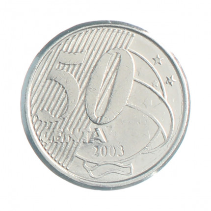 Moeda V-549 50 Centavos 2003 MBC Batida Fraca "Centavo" Aço Inoxidável Ø23mm 7,8gr.*