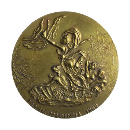 Medalha Dia da Marinha 1980 Clube do Sargento da Armada - Clube Militar Naval 1980 MBC/SOB Portugal Europa Bronze Ø78mm