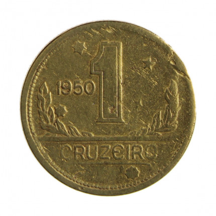 Moeda V-231 1 Cruzeiro 1950 BC/MBC Bronze Alumínio Ø23mm 7gr.