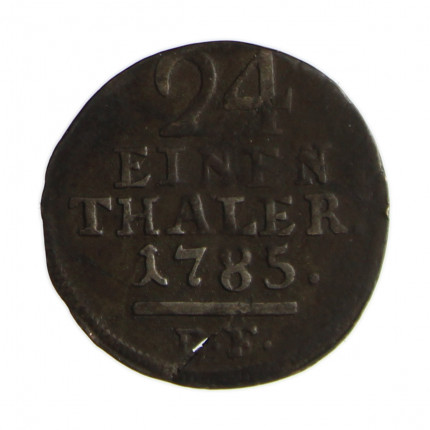 Moeda KM#525 1⁄24 Thaler 1785 D.F MBC Estados Alemães Europa Hesse Cassel Bilhão Ø19mm 1,93gr.