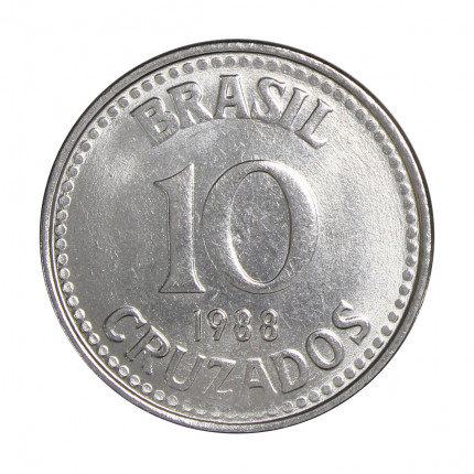 Moeda V-402 10 Cruzados 1988  SOB/FC   Aço Inoxidável  Ø27mm 6,1gr.