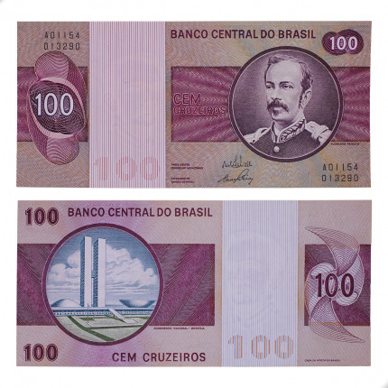 Cédula C-145 100 Cruzeiros 1970 MBC+