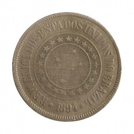 Moeda V-047 200 Réis 1894 MBC  Cupro Níquel Ø32mm 15gr.