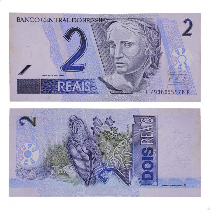 Cédula C-261 2 Reais 2009 C/ Manchas SOB - Guido Mantega / Alexandre A. Tombini