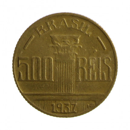 Moeda V-154 500 Réis 1937 MBC Feijó Bronze Alumínio Ø22,5mm 5gr.