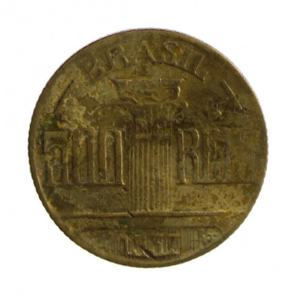 Moeda V-154 500 Réis 1937  BC/MBC  Feijó Bronze Alumínio  Ø22,5mm 5gr.