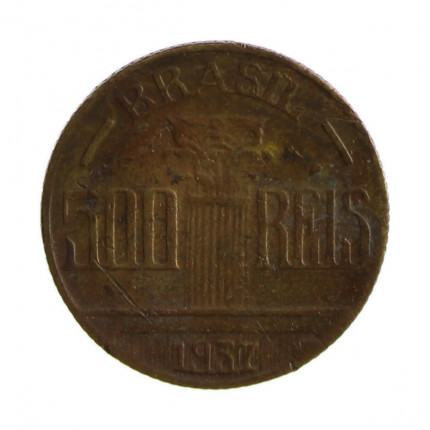 Moeda V-154 500 Réis 1937  BC  Feijó Bronze Alumínio  Ø22,5mm 5gr.