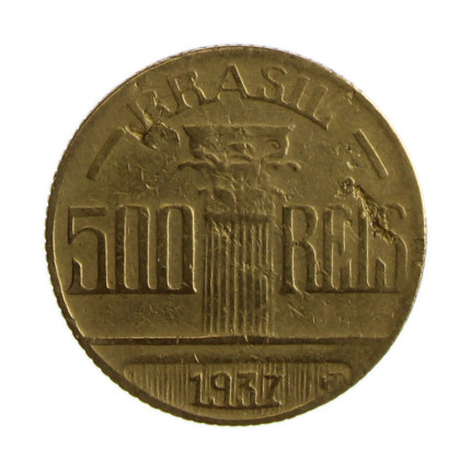 Moeda V-154 500 Réis 1937  BC  Feijó Bronze Alumínio  Ø22,5mm 5gr.