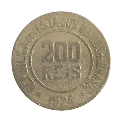 Moeda V-096 200 Réis 1924 BC Cupro Níquel Ø25mm 8gr.
