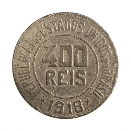 Moeda V-108 400 Réis 1918 BC/MBC Cupro Níquel Ø30mm 12gr.*