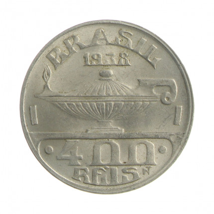 Moeda V-151 400 Réis 1938 MBC/SOB Oswaldo Cruz Cupro Níquel Ø28mm 10gr.*