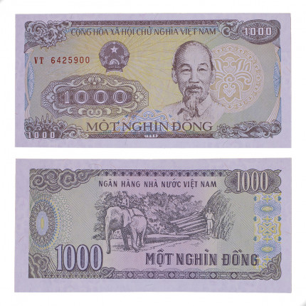 Cédula P#106a 1000 Dong 1988 Vietnã Ásia FE