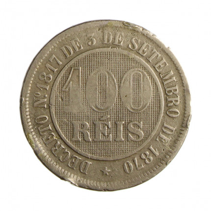 Moeda V-030 100 Réis 1888 MBC C/ Marca de Verniz Cupro Níquel Ø27mm 10gr.*