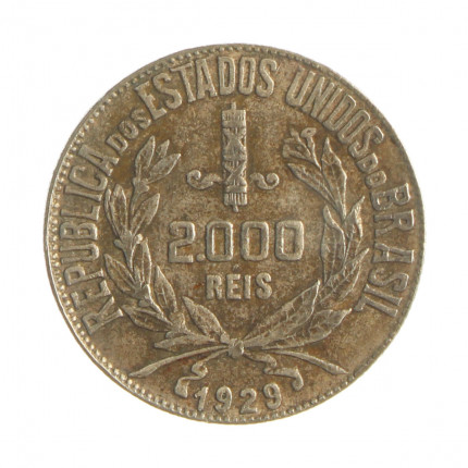Moeda P-715 2000 Réis 1929 MBC  Prata 500 Ø26mm 8gr.*
