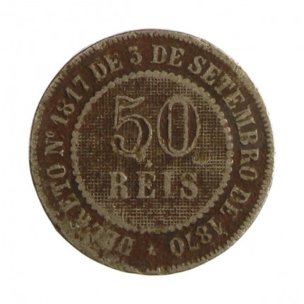 Moeda V-025 50 Réis 1886  UTG Cupro Níquel  Ø22mm 7gr.*