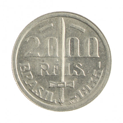 Moeda P-720 2000 Réis 1935 MBC/SOB Duque de Caxias Prata 500 Ø26mm 8gr.