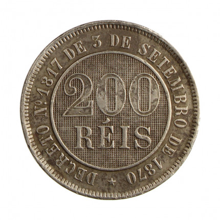 Moeda V-033 200 Réis 1887 MBC+ Cupro Níquel Ø32mm 15gr.