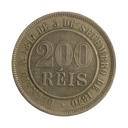 Moeda V-033 200 Réis 1887 MBC+  Cupro Níquel Ø32mm 15gr.