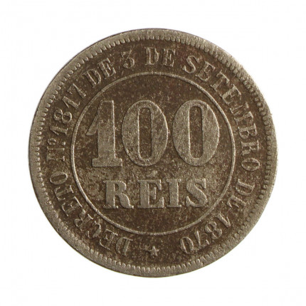 Moeda V-015 100 Réis 1885 BC Cupro Níquel Ø27mm 10gr.