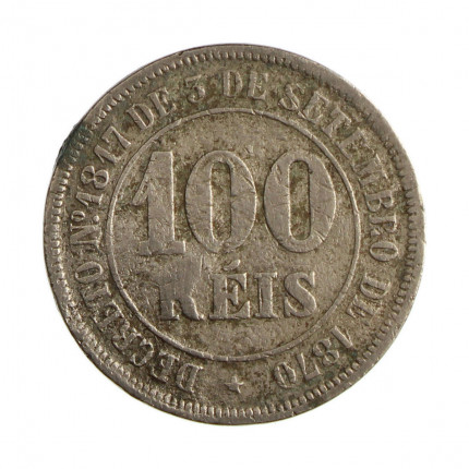 Moeda V-012A 100 Réis 1882 UTG Cupro Níquel Ø27mm 10gr.