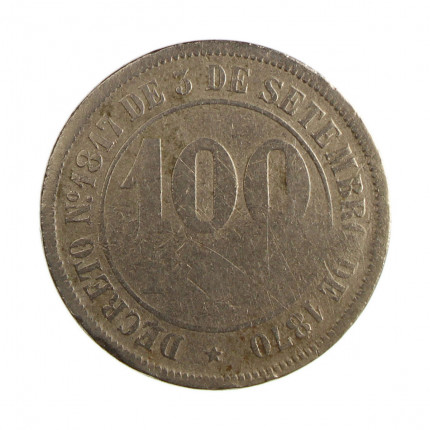 Moeda V-011 100 Réis 1881 BC  Cupro Níquel Ø27mm 10gr.