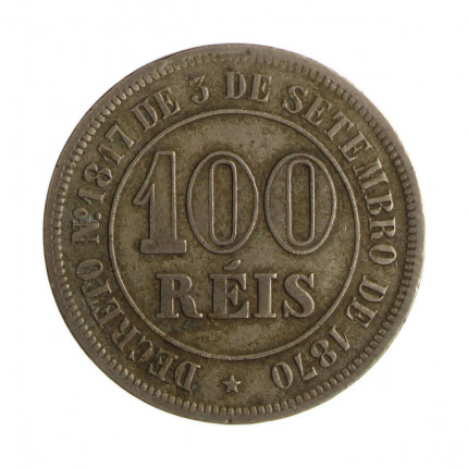 Moeda V-008 100 Réis 1878 MBC  Cupro Níquel Ø27mm 10gr.*
