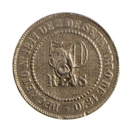 Moeda V-025 50 Réis 1886 BC Tentativa de Furo Cupro Níquel Ø22mm 7gr.*