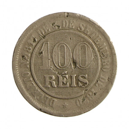 Moeda V-028 100 Réis 1886 BC Cupro Níquel Ø27mm 10gr.