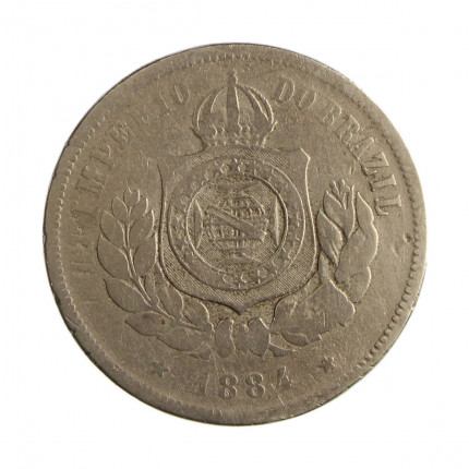 Moeda V-024 200 Réis 1884 BC/MBC C/Sinais de Verniz Cupro Níquel Ø32mm 15gr.